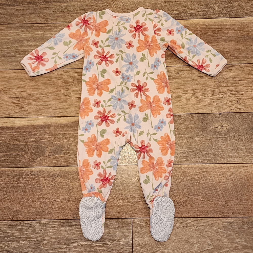 Carter's Pink Orange Blue Floral Footies One Piece 18m - Picture 6 of 6